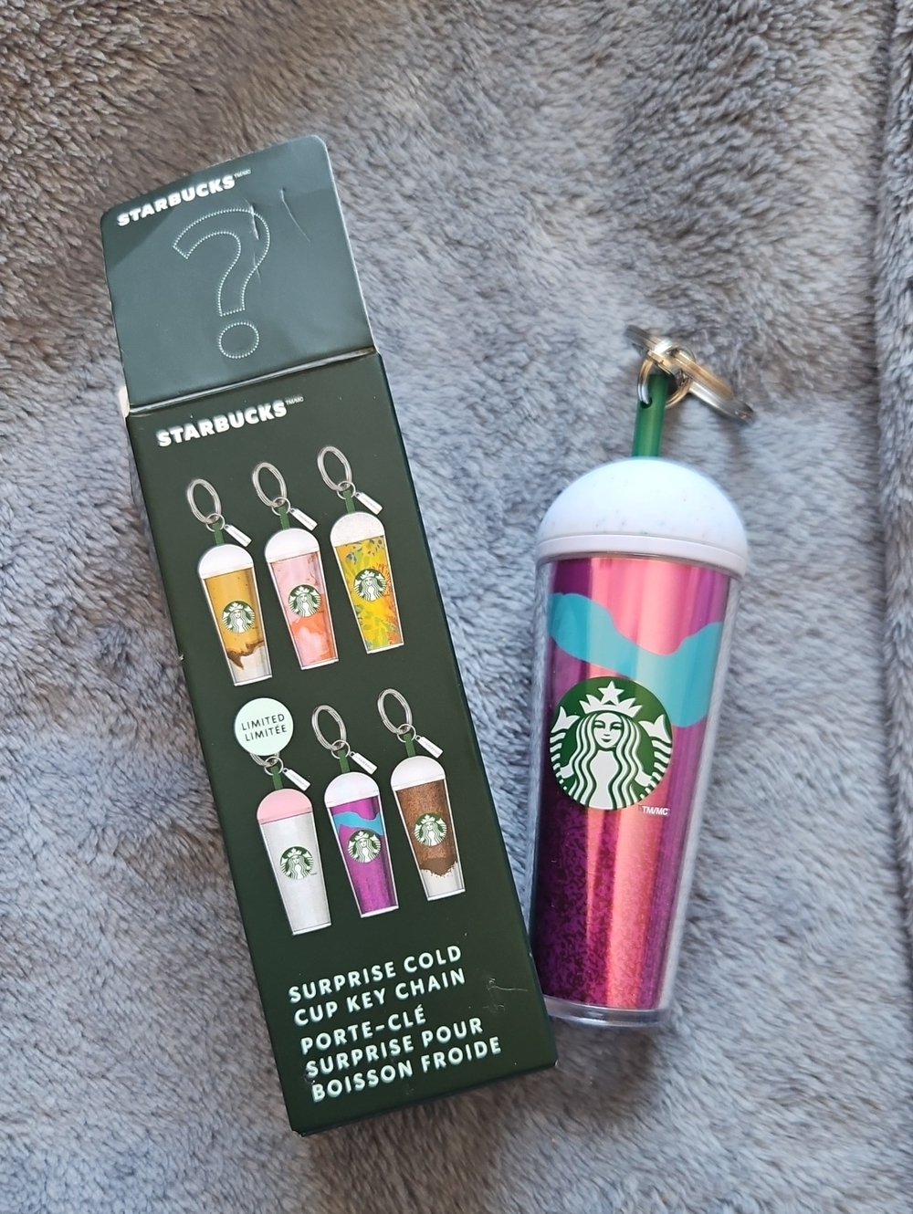 Starbucks Metallic Pink & Teal Surprise Cold Cup Keychain